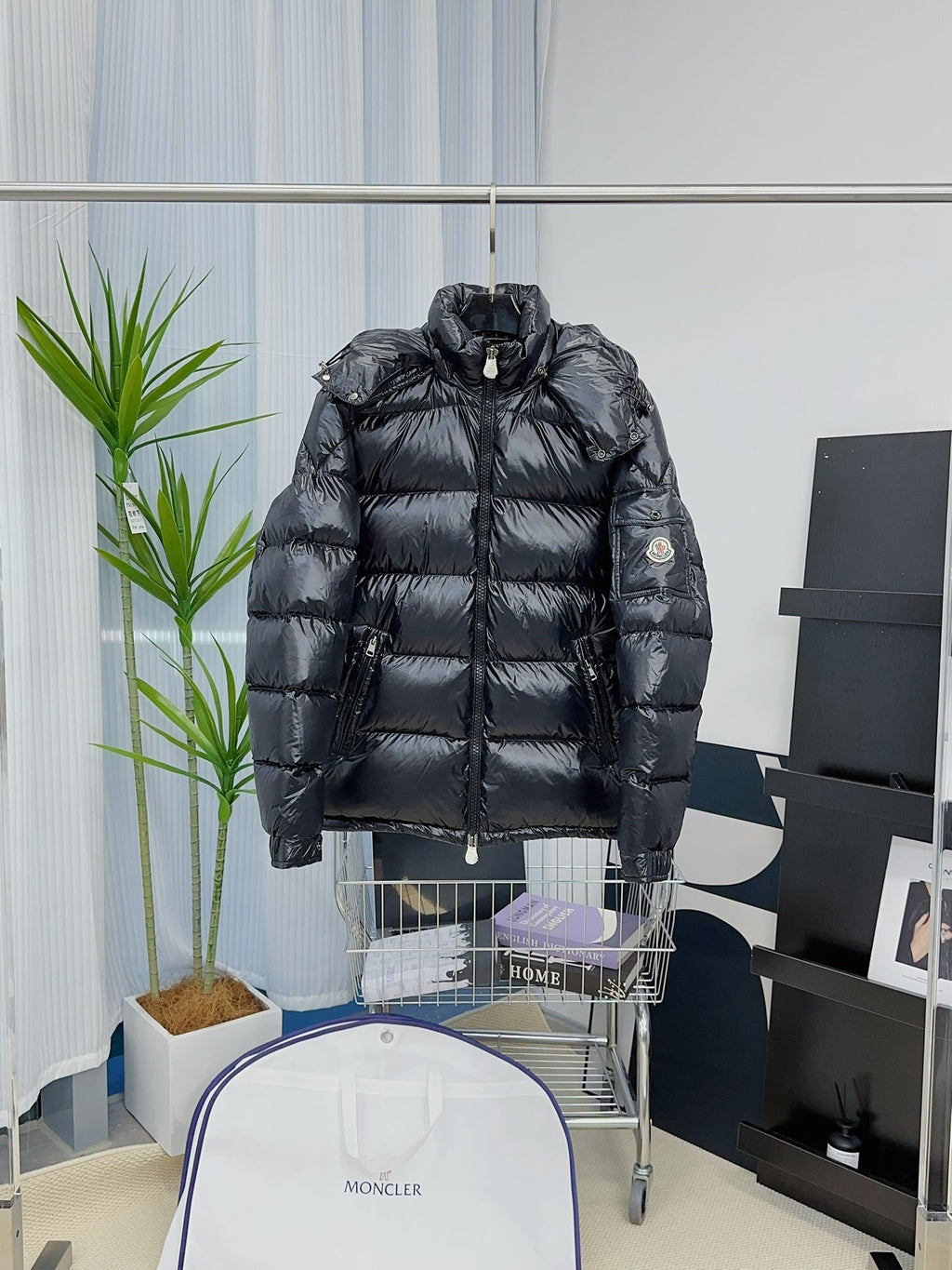 Moncler Maya Glossy Hooded Puffer Jacket