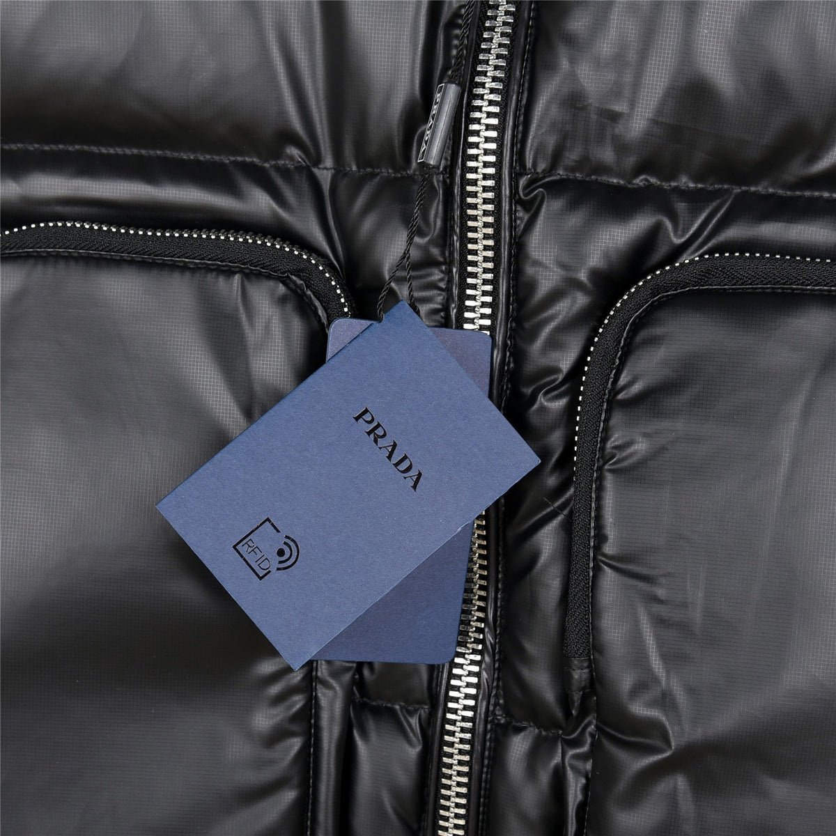 Prada Black Stand-Collar Puffer Vest with Large Pockets