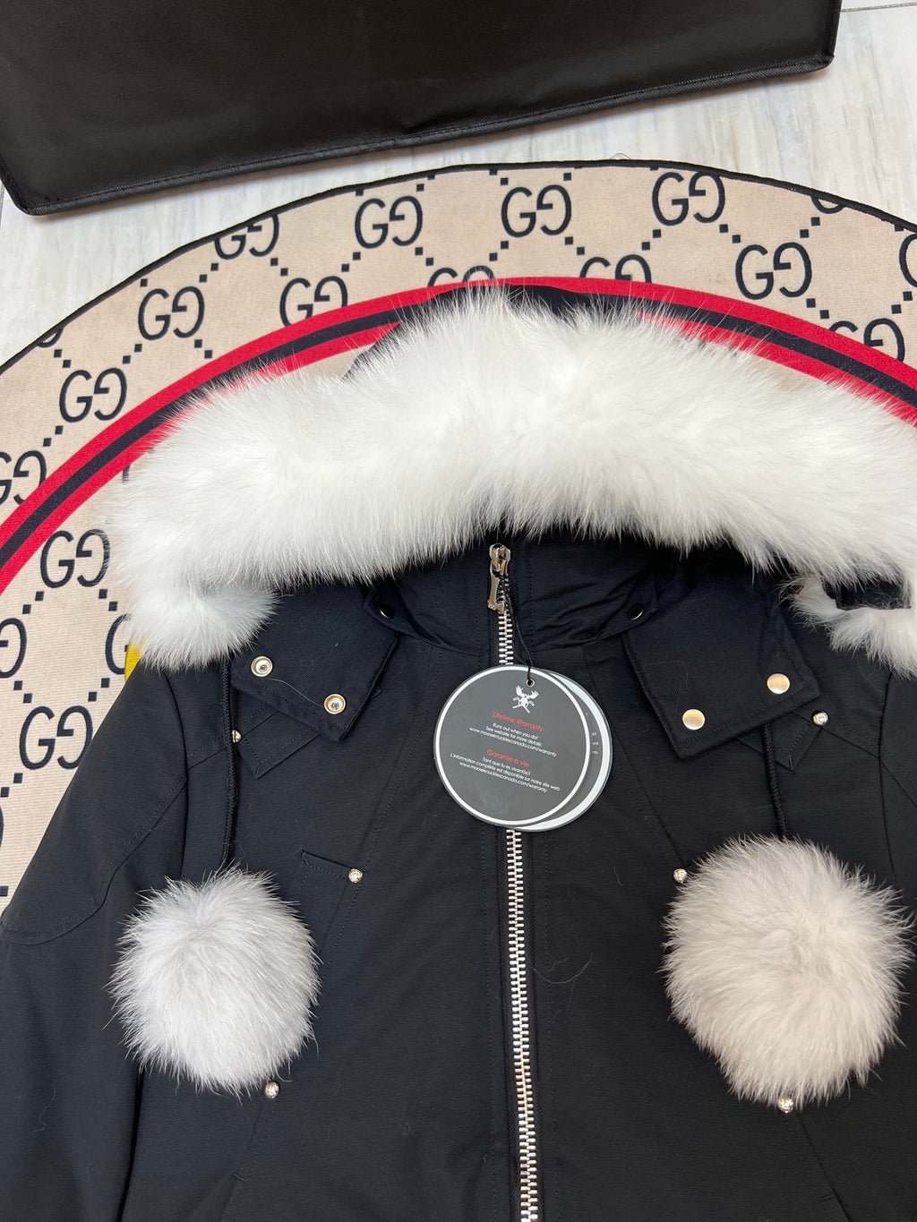 Women's Hooded Parka with Fluffy Trim & Pom-Pom Details