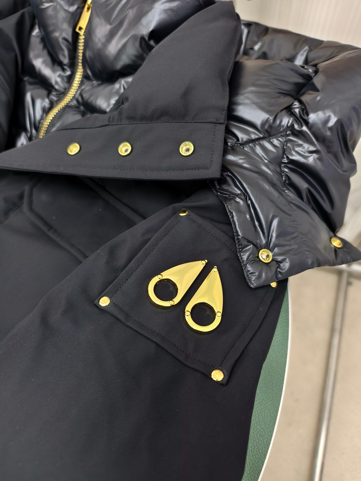 Moose Knuckles Hooded Parka with Gold-Tone Hardware – Black