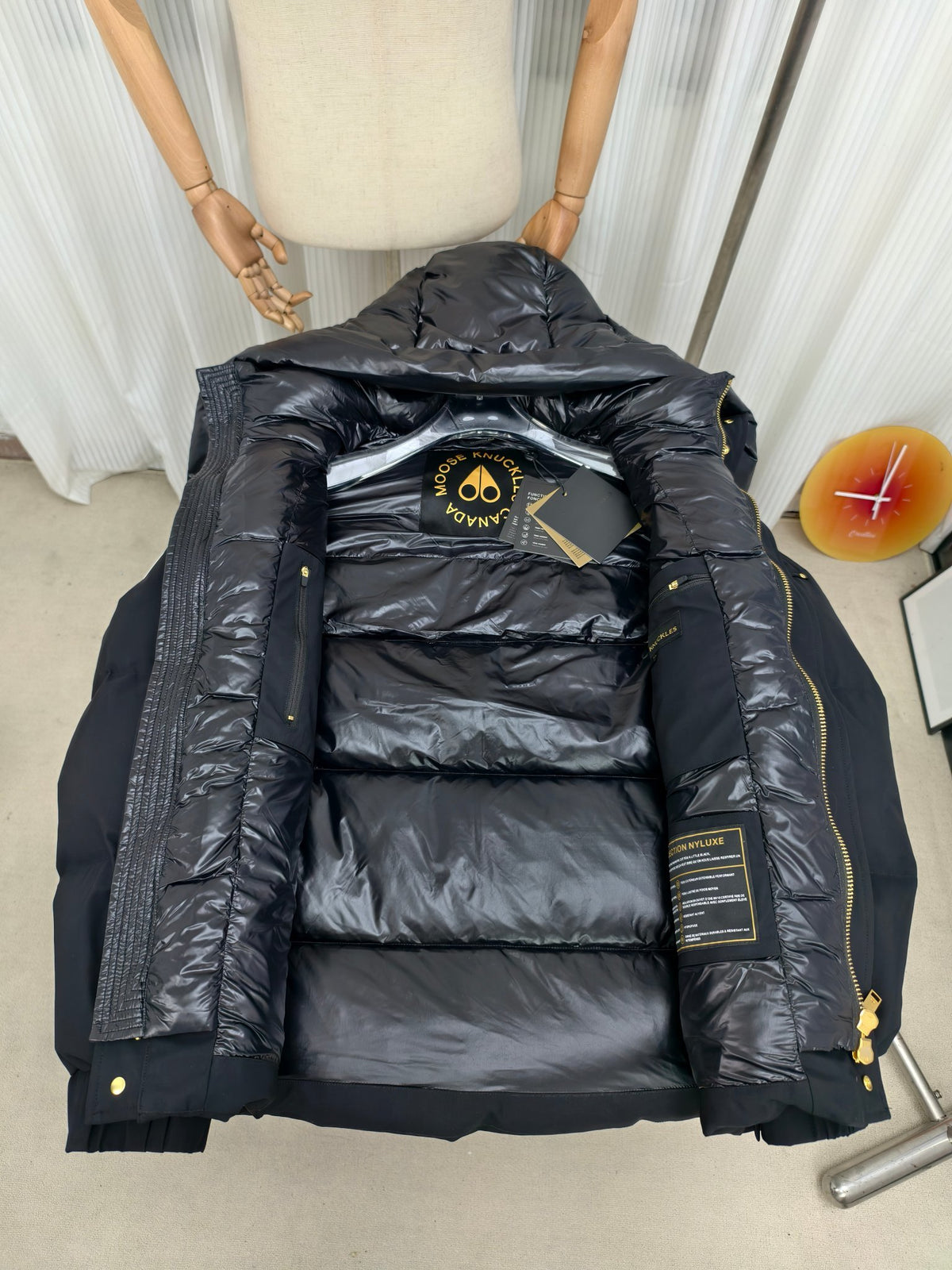 Moose Knuckles Hooded Parka with Gold-Tone Hardware – Black