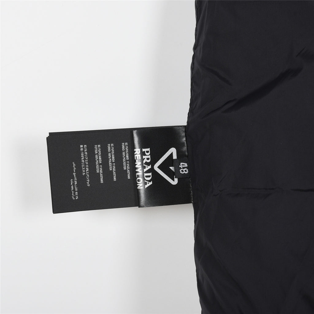 Prada Black Stand-Collar Puffer Vest with Large Pockets