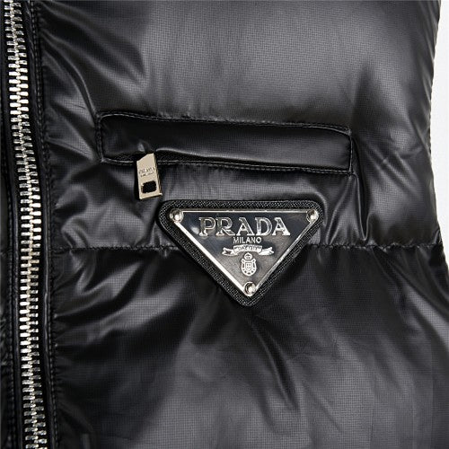 Prada Black Stand-Collar Puffer Vest with Large Pockets