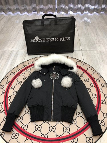 Women's Hooded Parka with Fluffy Trim & Pom-Pom Details
