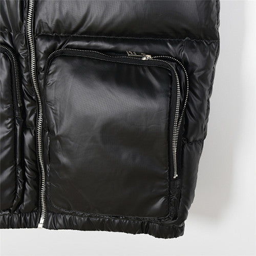 Prada Black Stand-Collar Puffer Vest with Large Pockets
