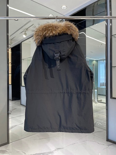 MLB Unisex Logo Hooded Down Jacket with Fur Collar