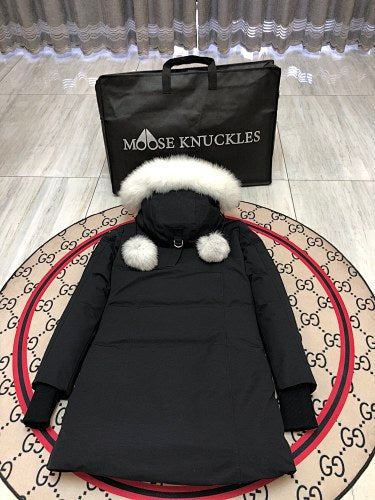 Moose Knuckles Women’s Long Hooded Puffer Coat – Style 01