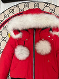 Women's Hooded Parka with Fluffy Trim & Pom-Pom Details