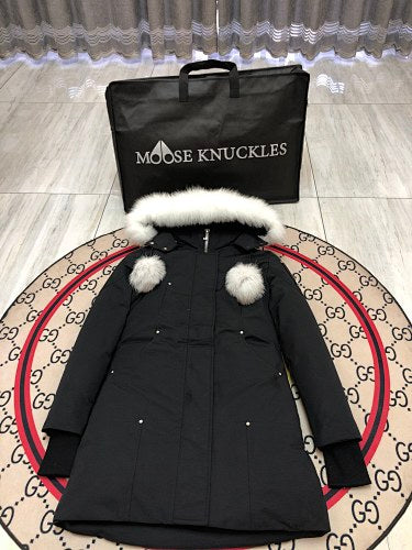Moose Knuckles Women’s Long Hooded Puffer Coat – Style 01