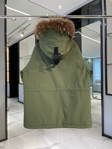 MLB Unisex Logo Hooded Down Jacket with Fur Collar
