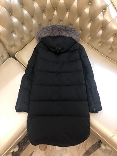 Moose Knuckles Men's Long Hooded Puffer Parka with Fur-Look Trim