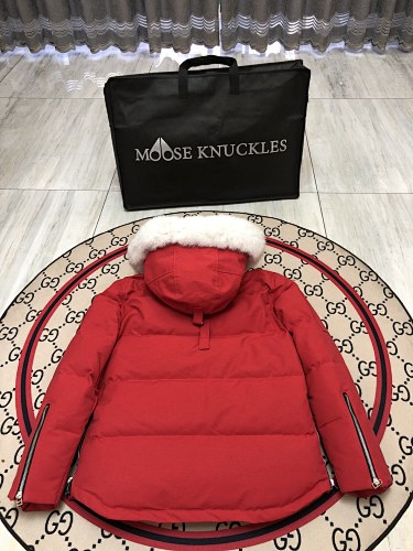Moose Knuckles Short Hooded Parka with Fur-Look Trim