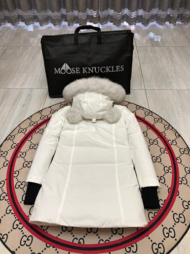 Moose Knuckles Women’s Long Hooded Puffer Coat – Style 01