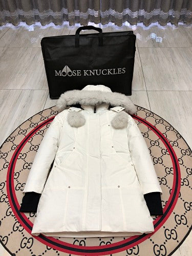 Moose Knuckles Women’s Long Hooded Puffer Coat – Style 01
