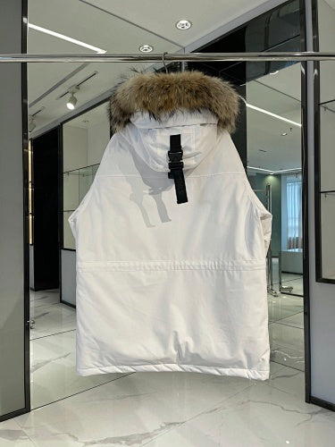 MLB Unisex Logo Hooded Down Jacket with Fur Collar