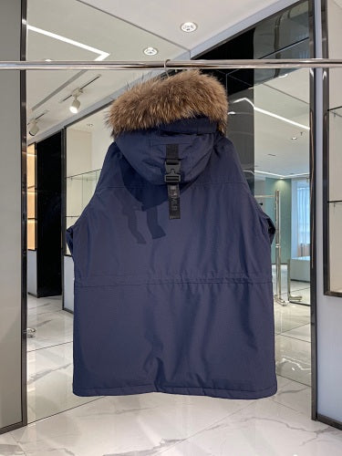 MLB Unisex Logo Hooded Down Jacket with Fur Collar