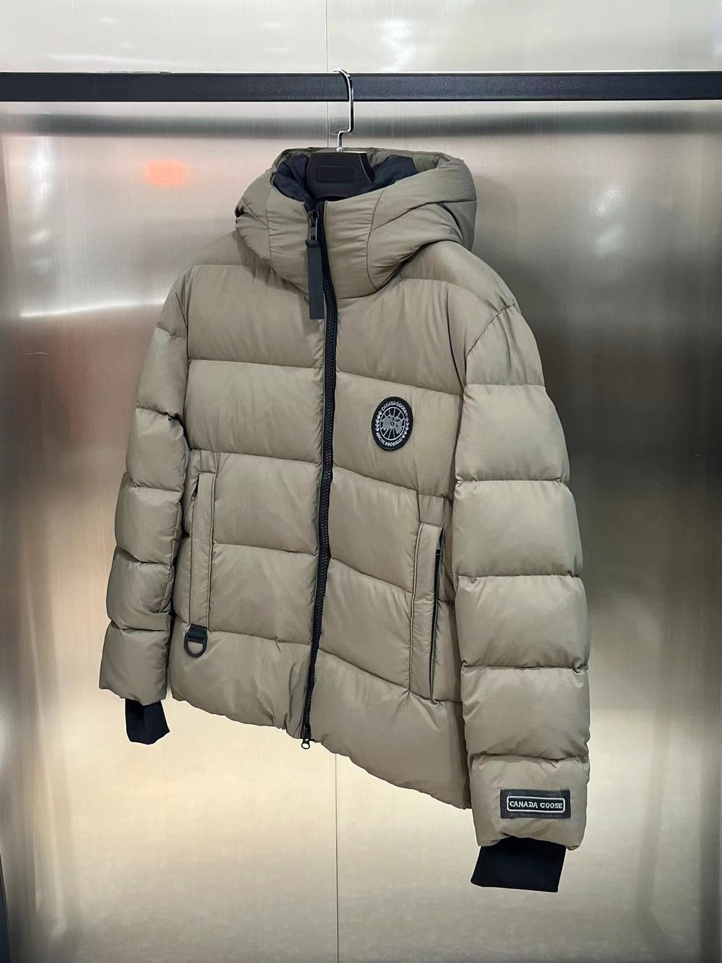 Canada Goose Black Label Hooded Puffer Jacket with Chest Logo