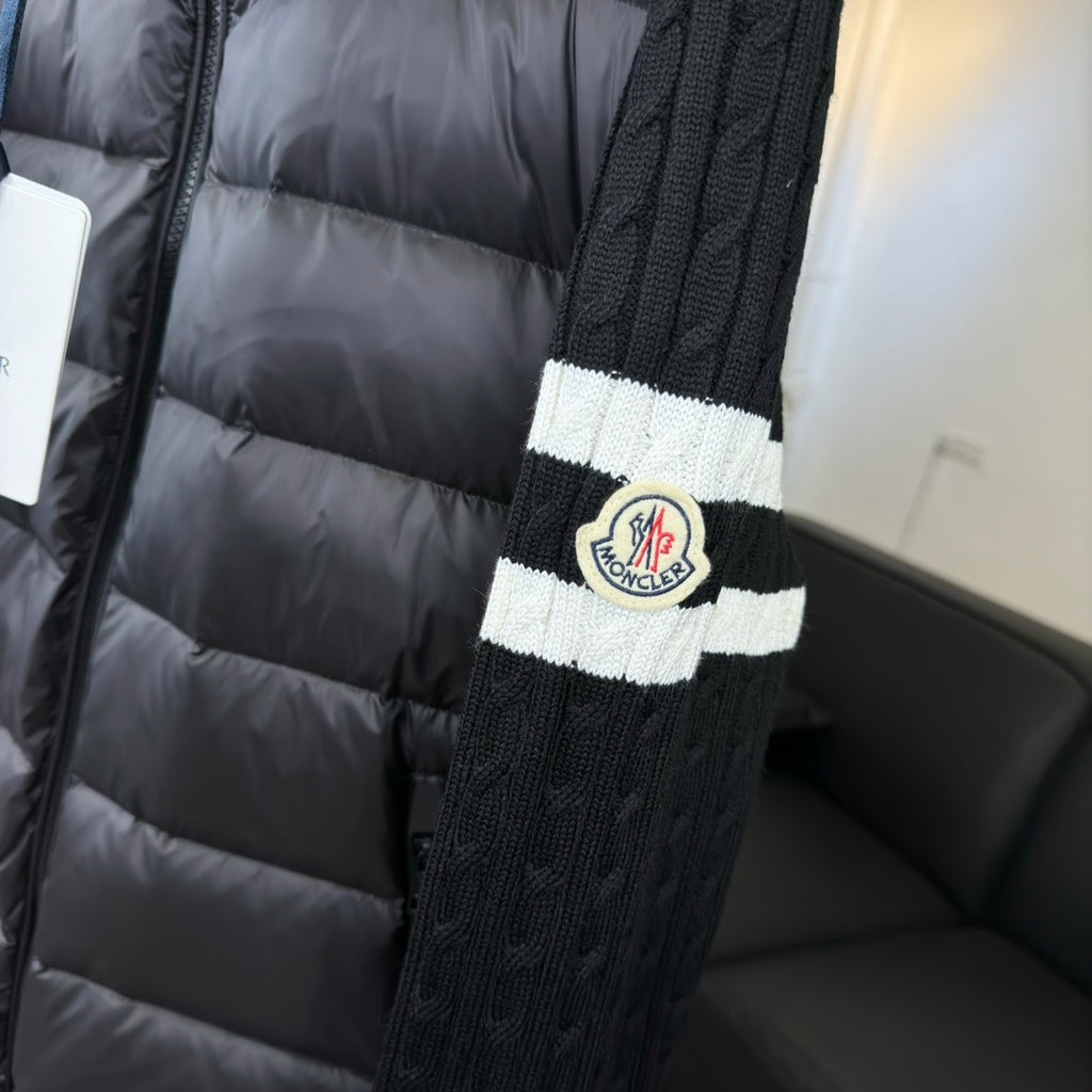 Moncler Knit-Panel Jacket with Striped Sleeves