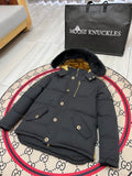 Moose Knuckles Men's Hooded Puffer Jacket with Gold-Tone Hardware