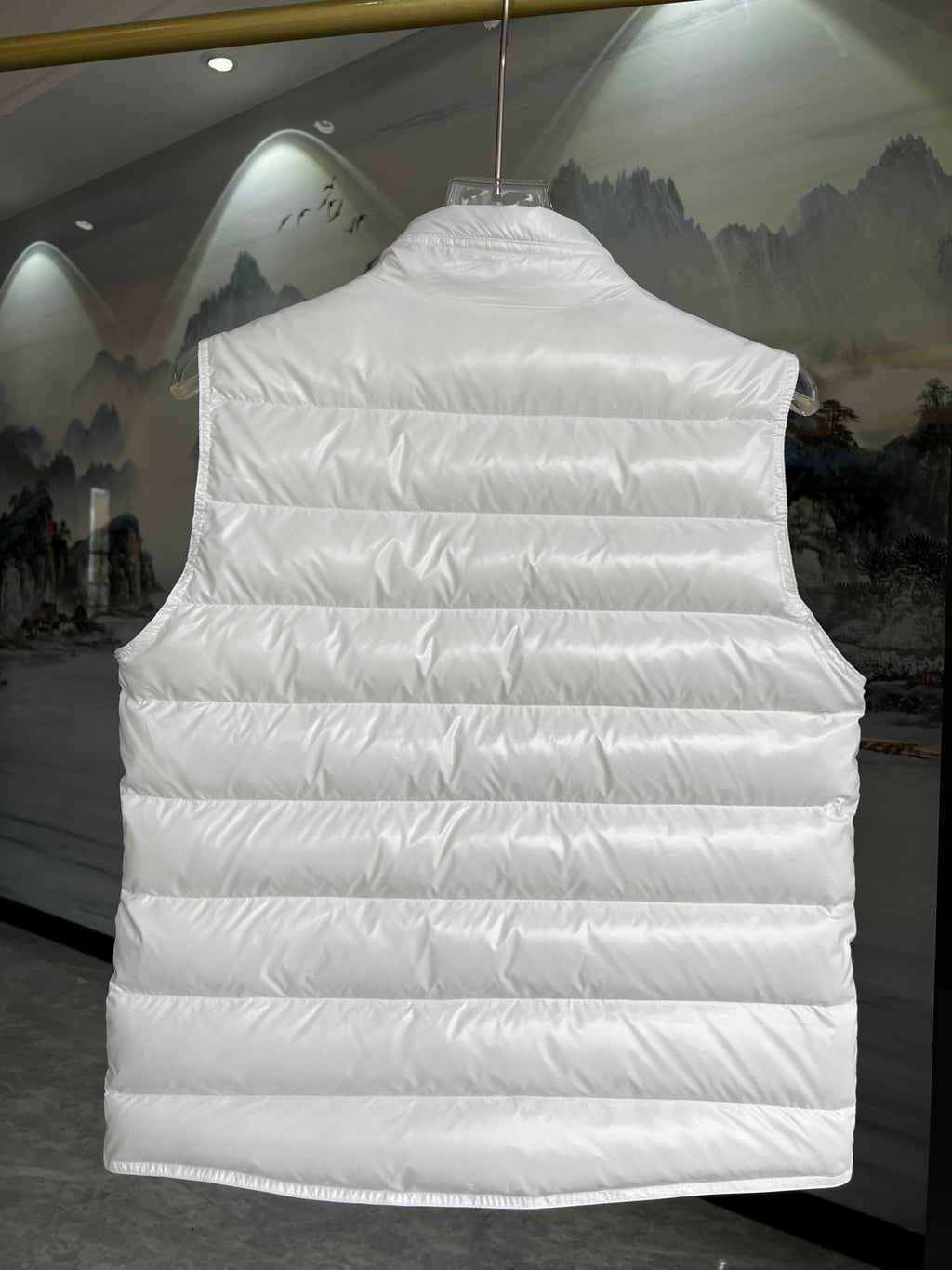 Moncler Glossy Quilted Vest with Angled Zip Pockets