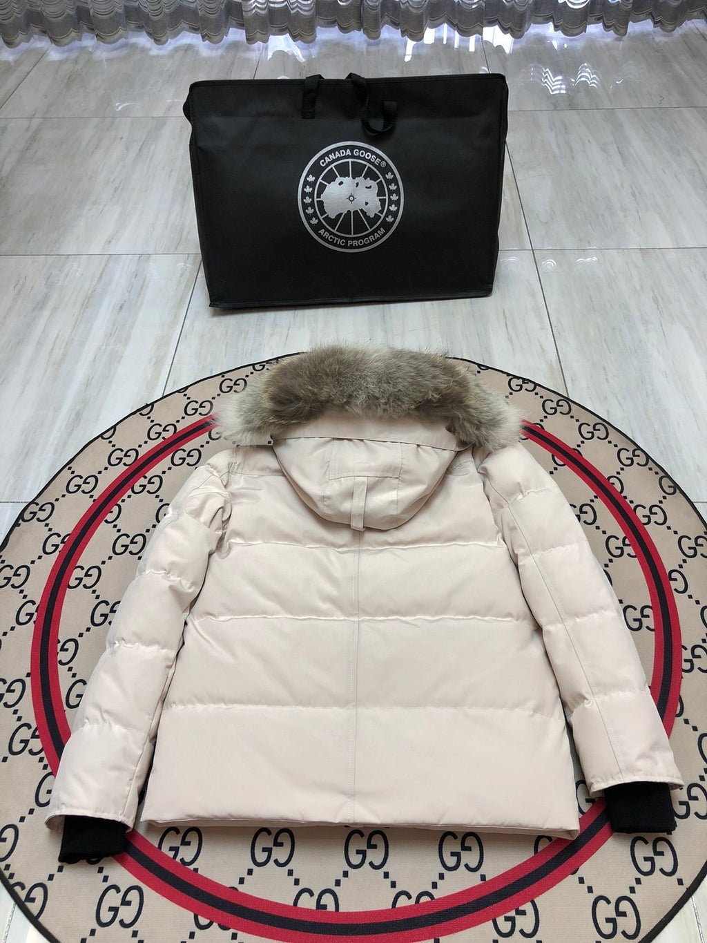 Canada Goose Unisex Hooded Puffer Jacket with Fur-Look Trim