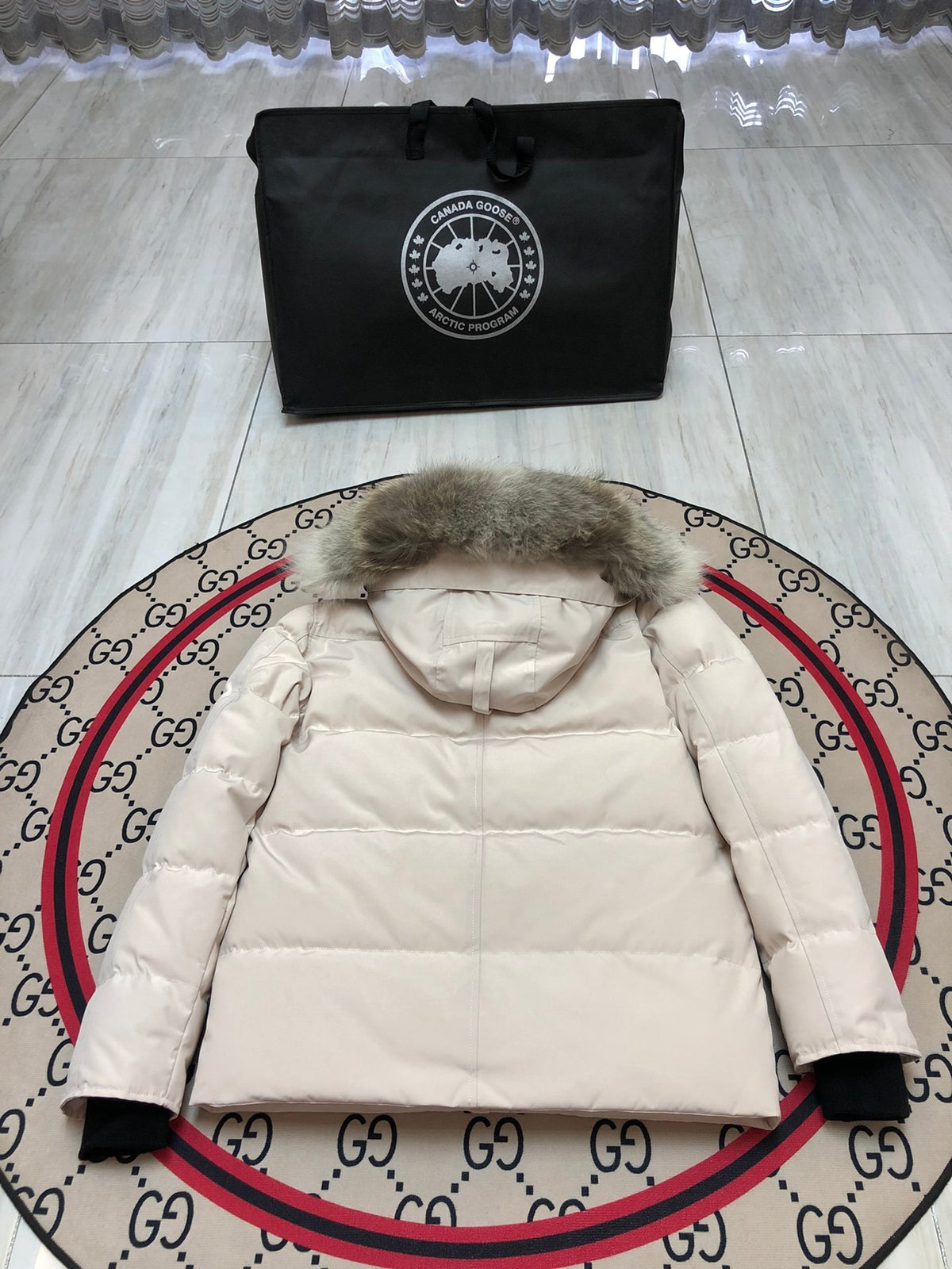 Canada Goose Unisex Hooded Puffer Jacket with Fur-Look Trim