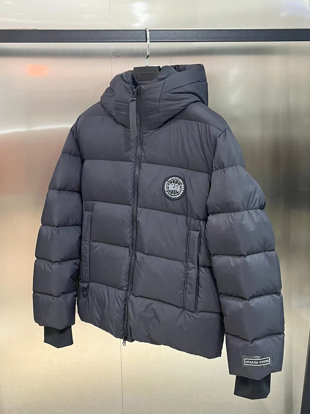 Canada Goose Black Label Hooded Puffer Jacket with Chest Logo