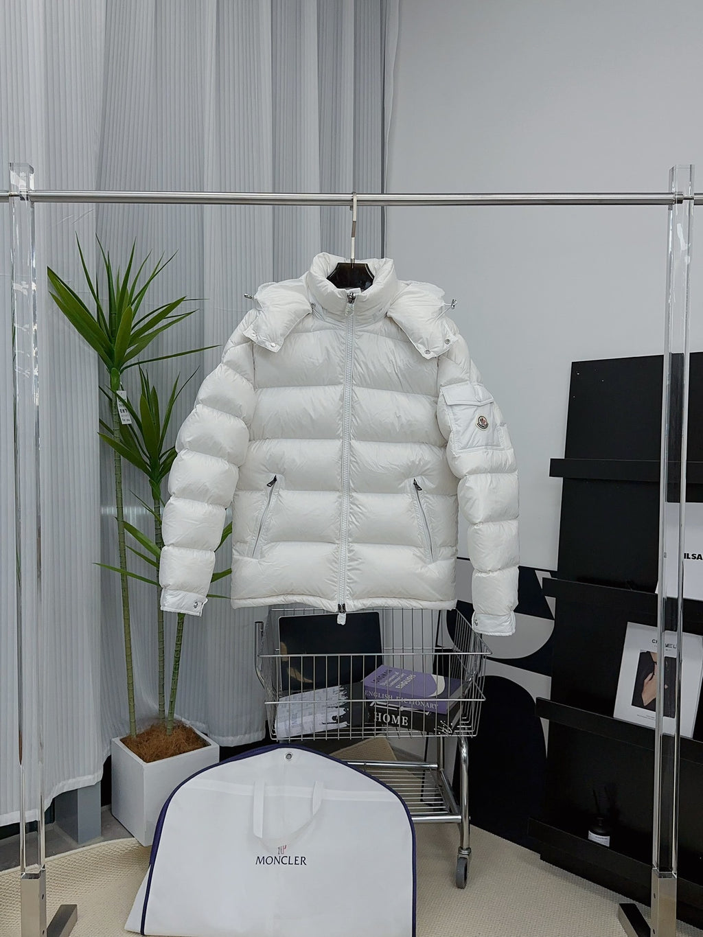Moncler Maya Glossy Hooded Puffer Jacket