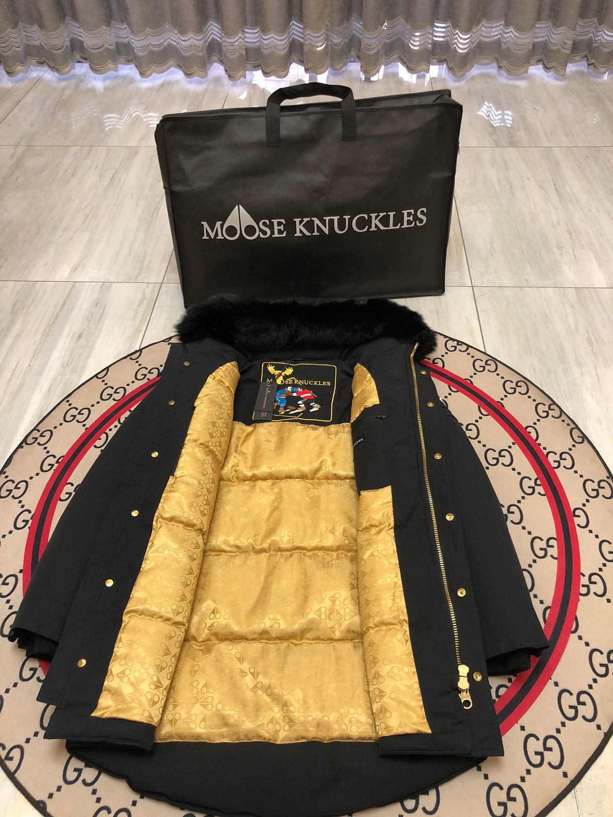 Moose Knuckles Men's Longline Parka with Gold-Tone Detail
