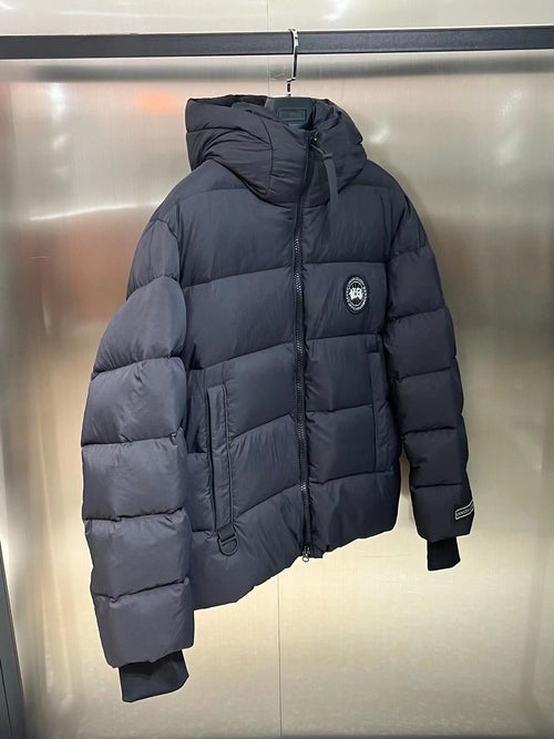 Canada Goose Black Label Hooded Puffer Jacket with Chest Logo
