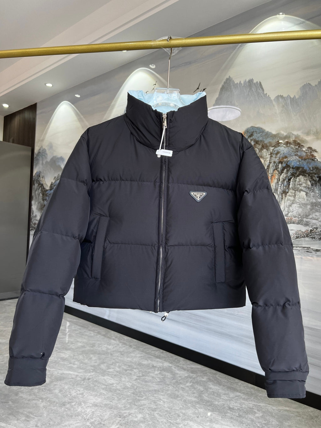 Prada Women's Cropped Stand-Collar Puffer Jacket