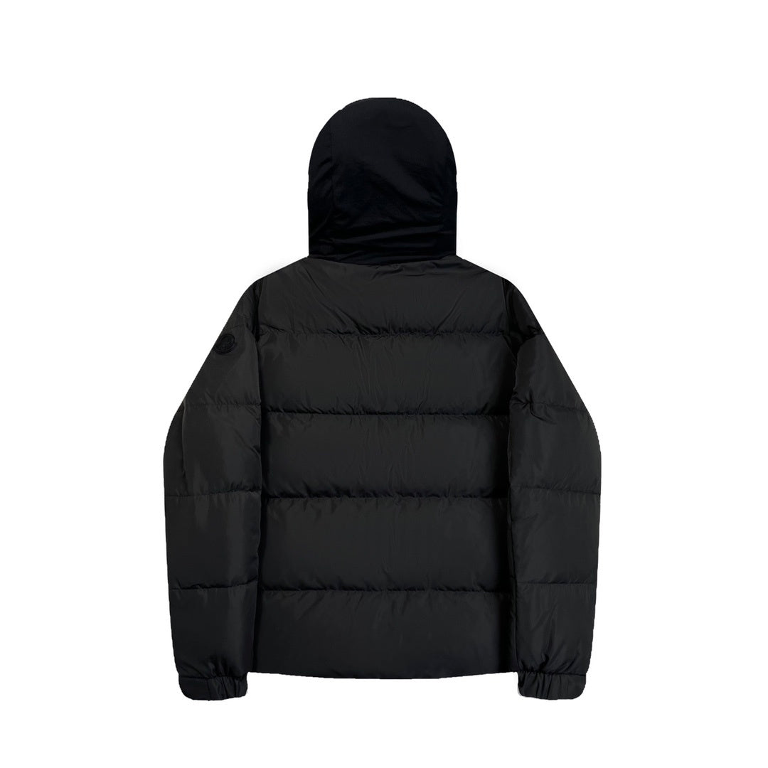 Hooded Puffer Jacket with Contrast Front Panel