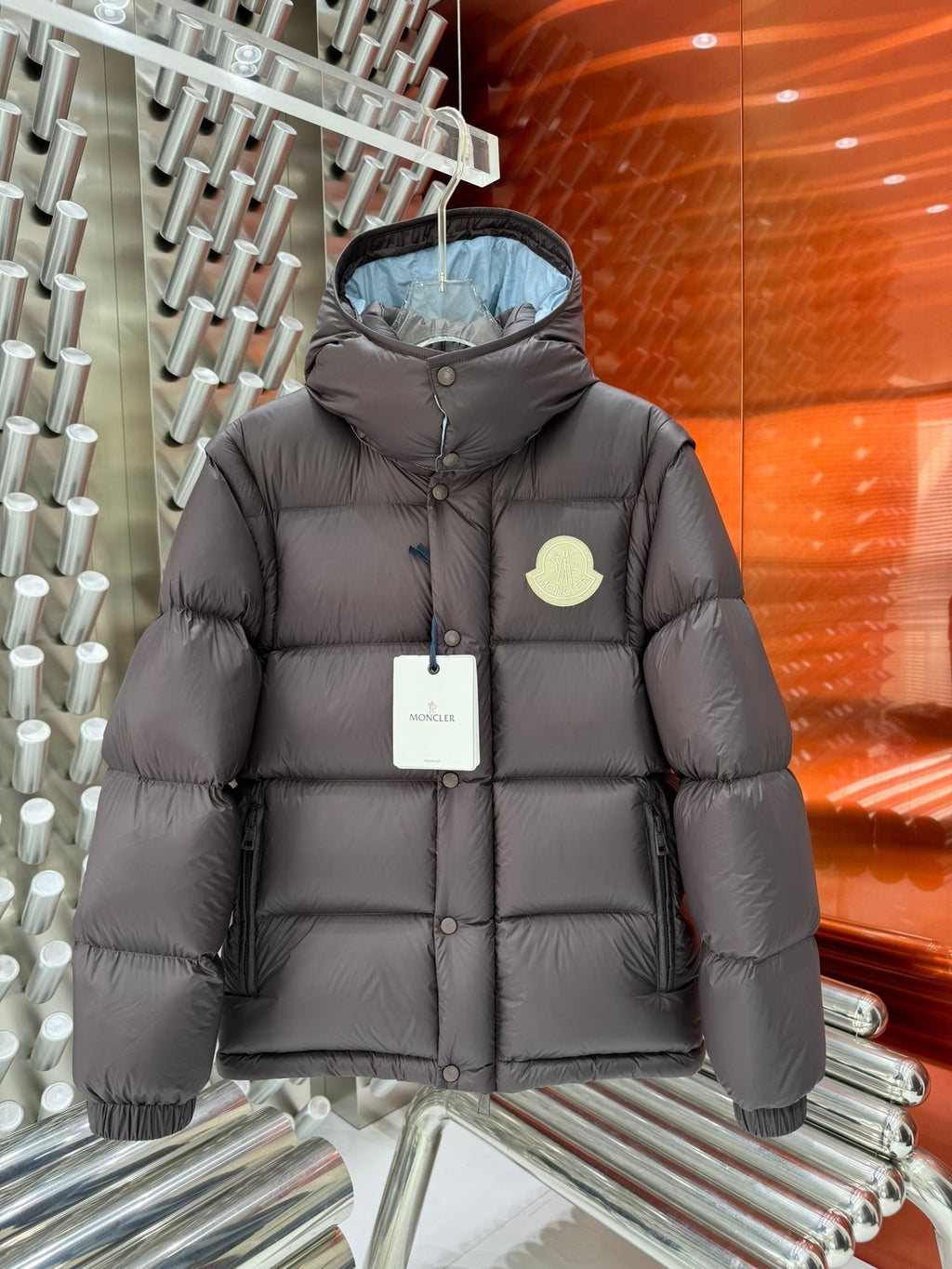 Moncler 2-in-1 Hooded Down Jacket with Detachable Sleeves
