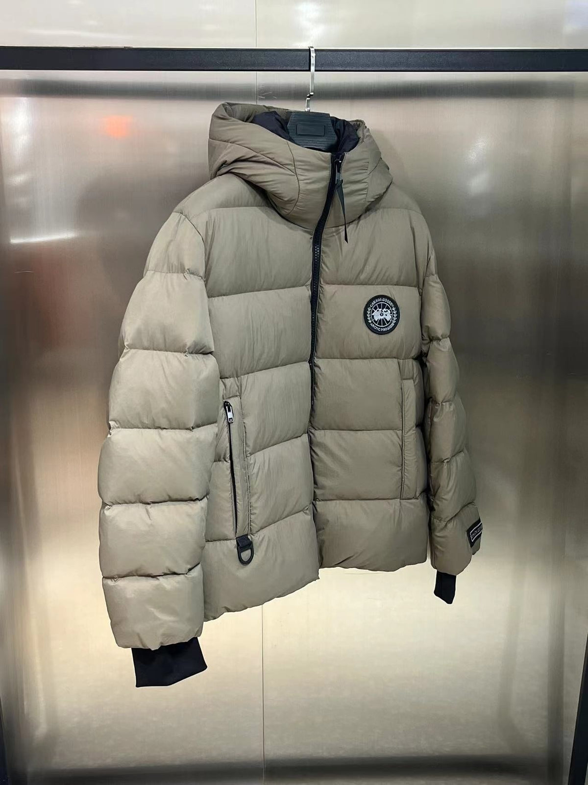 Canada Goose Black Label Hooded Puffer Jacket with Chest Logo