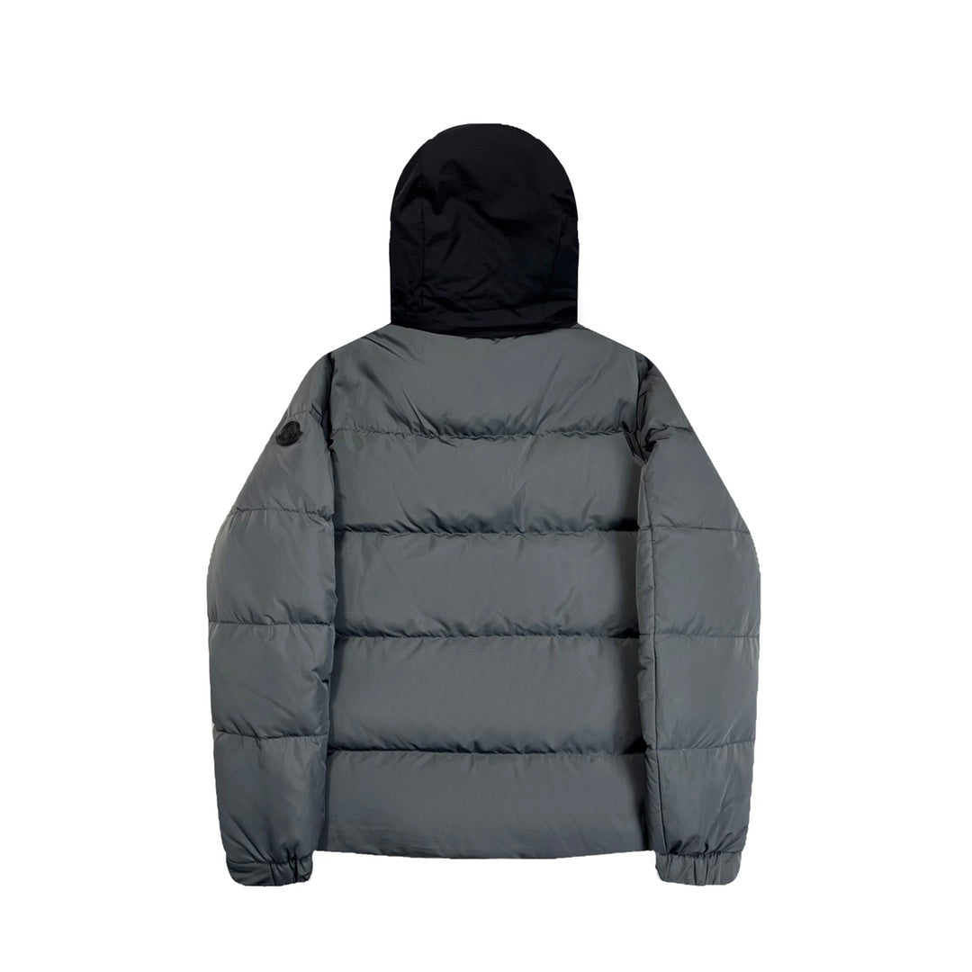 Hooded Puffer Jacket with Contrast Front Panel