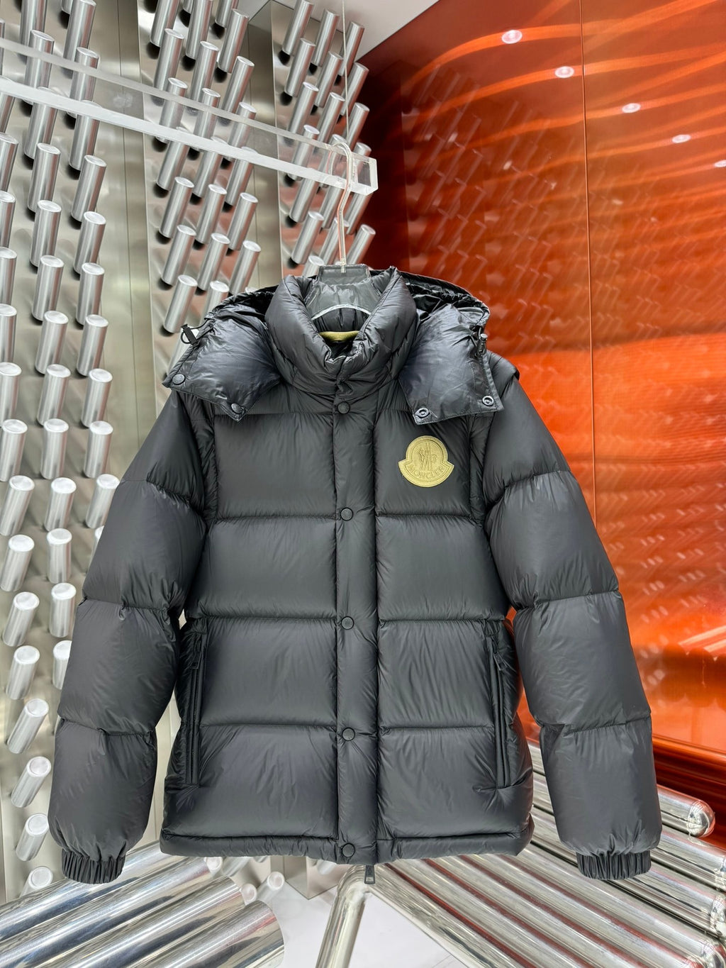 Moncler 2-in-1 Hooded Down Jacket with Detachable Sleeves