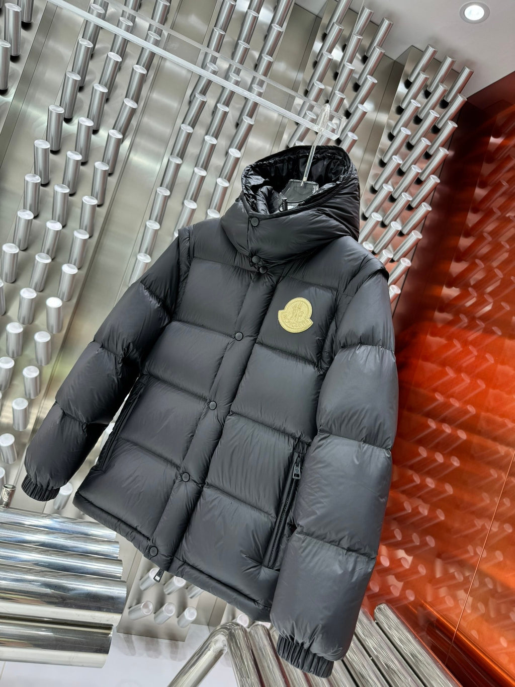Moncler 2-in-1 Hooded Down Jacket with Detachable Sleeves