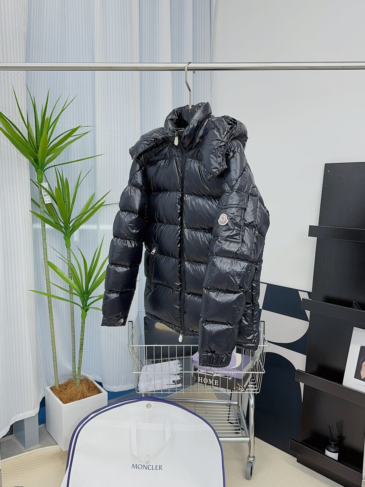 Moncler Maya Glossy Hooded Puffer Jacket