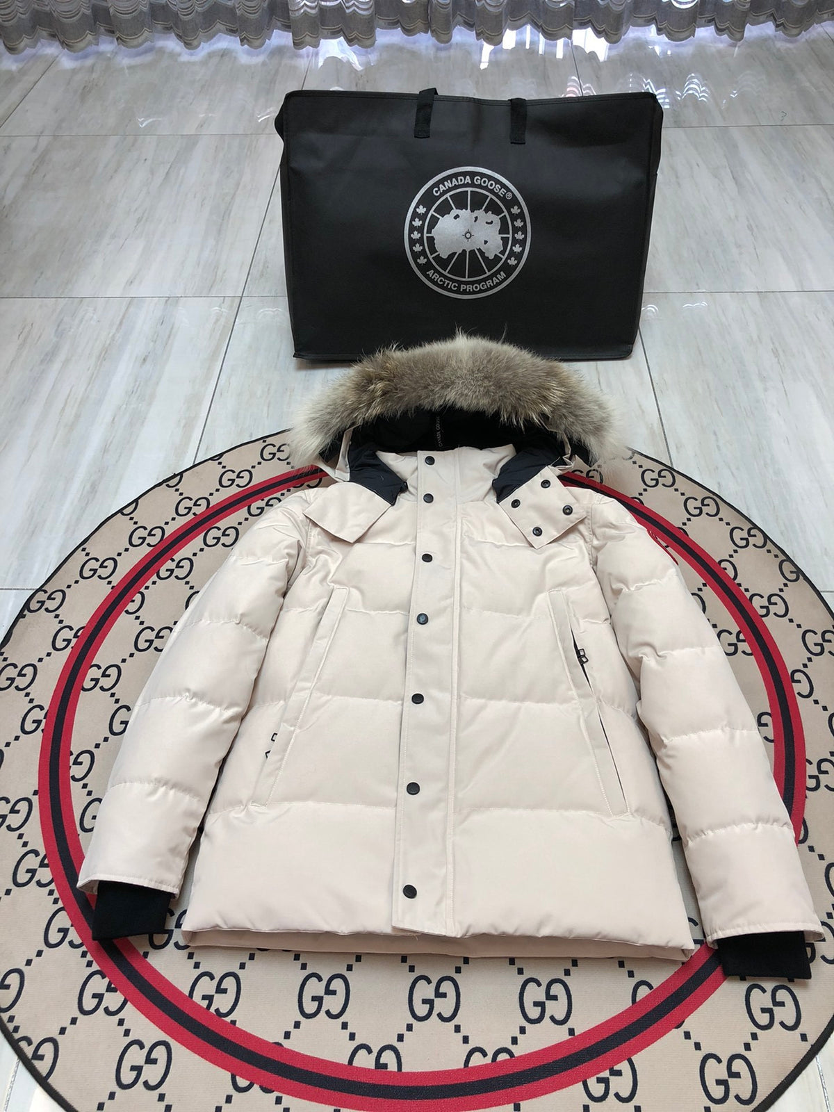 Canada Goose Unisex Hooded Puffer Jacket with Fur-Look Trim