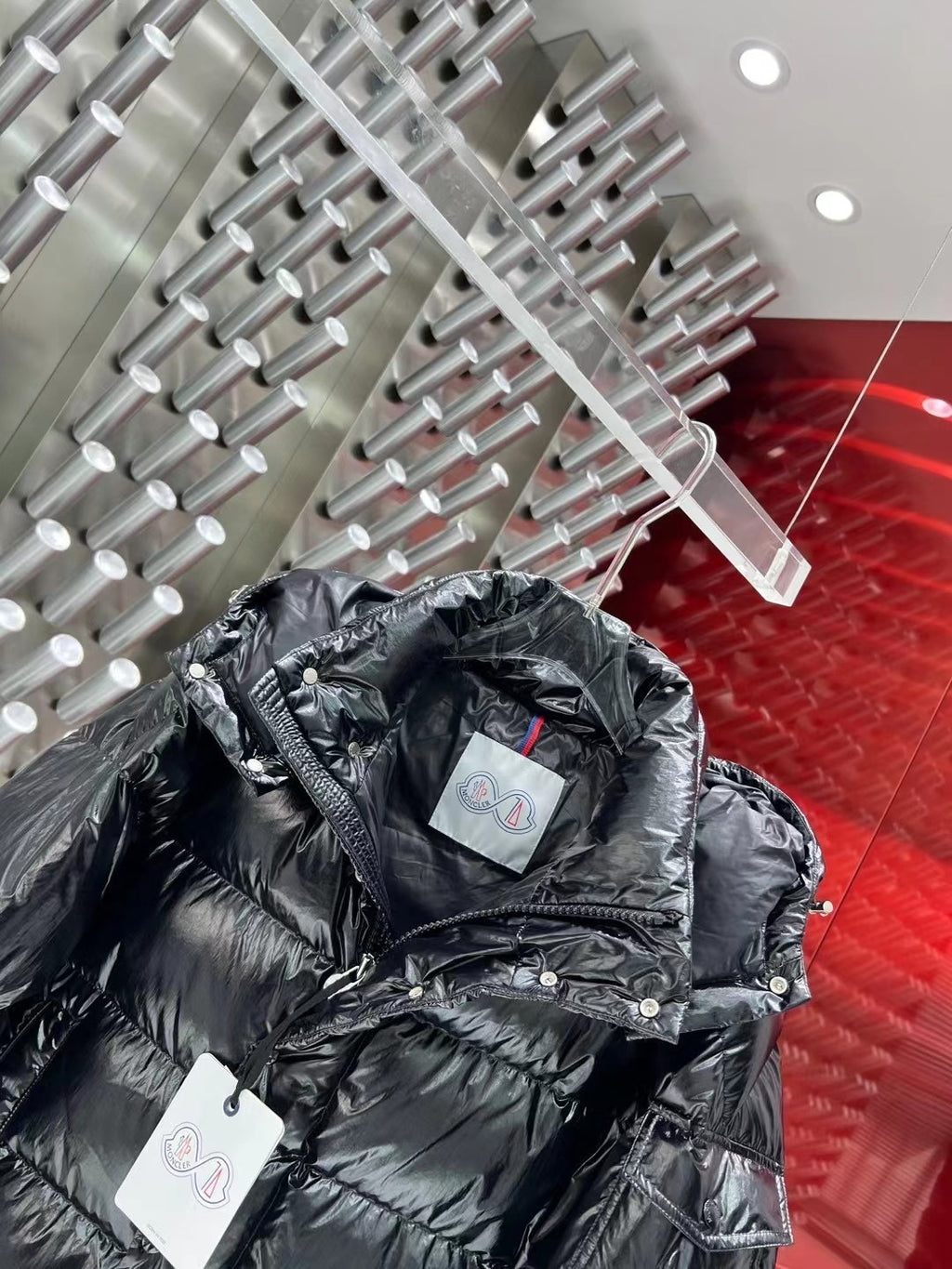 Moncler 70th Anniversary Hooded Puffer Jacket with Dual Logo Patch