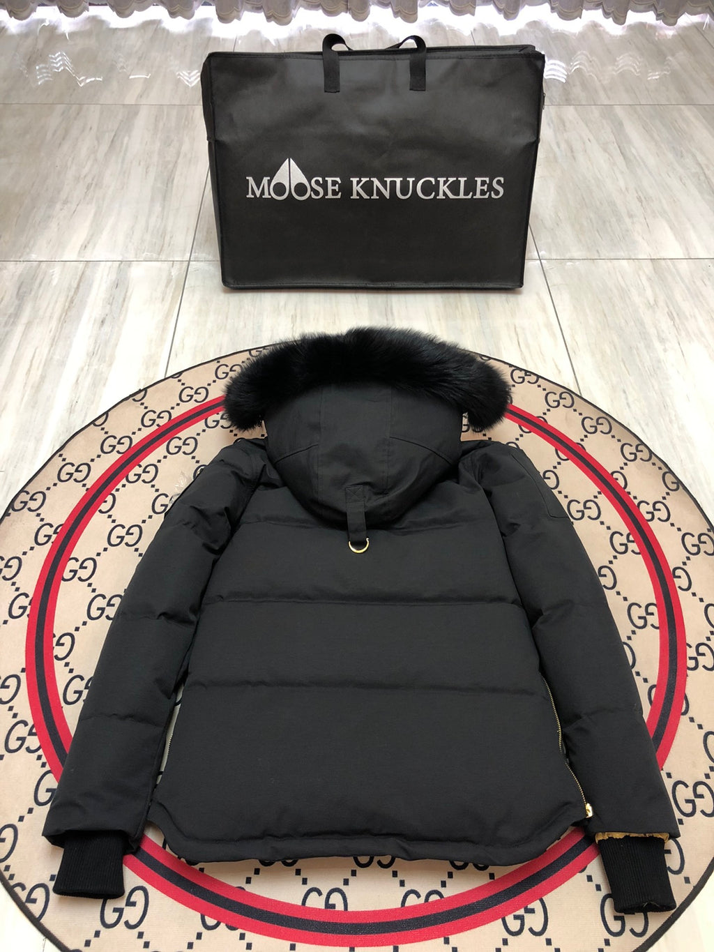 Moose Knuckles Women's Hooded Puffer Jacket with Gold-Tone Hardware