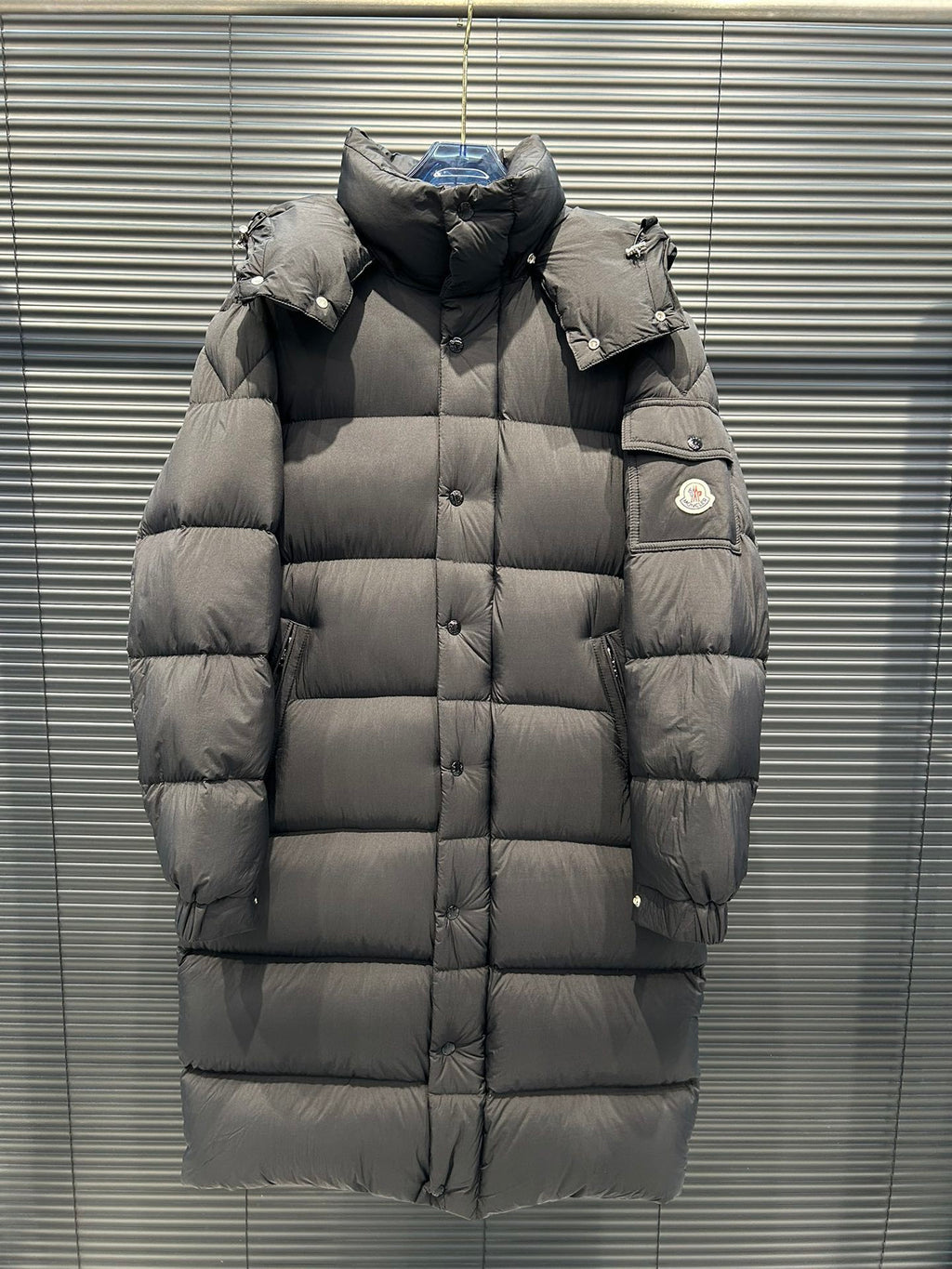 Moncler Maya Longline Matte Hooded Puffer Coat - Black