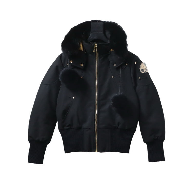 Moose Knuckles Gold Debbie Bomber 03 Hooded Down Jacket - Black