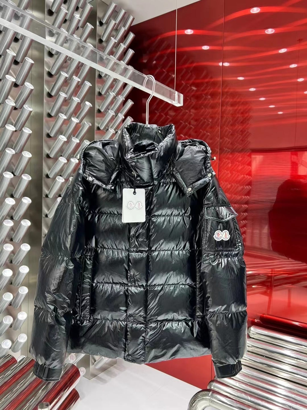 Moncler 70th Anniversary Hooded Puffer Jacket with Dual Logo Patch
