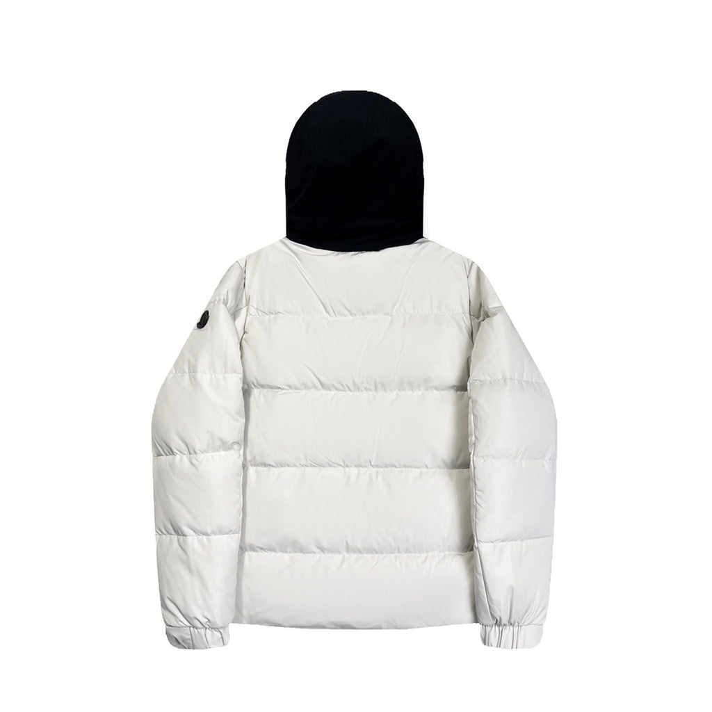 Hooded Puffer Jacket with Contrast Front Panel