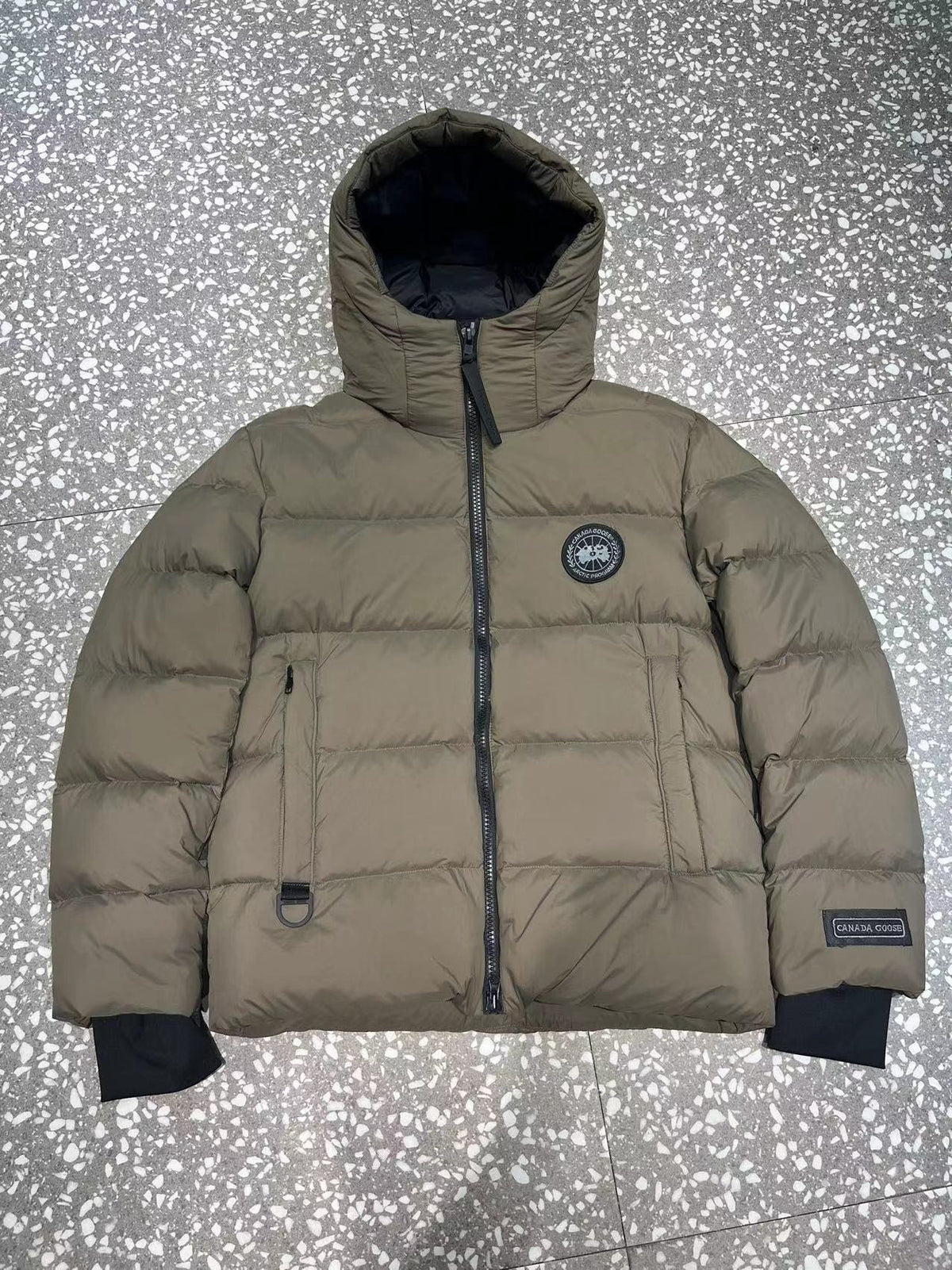 Canada Goose Black Label Hooded Puffer Jacket with Chest Logo