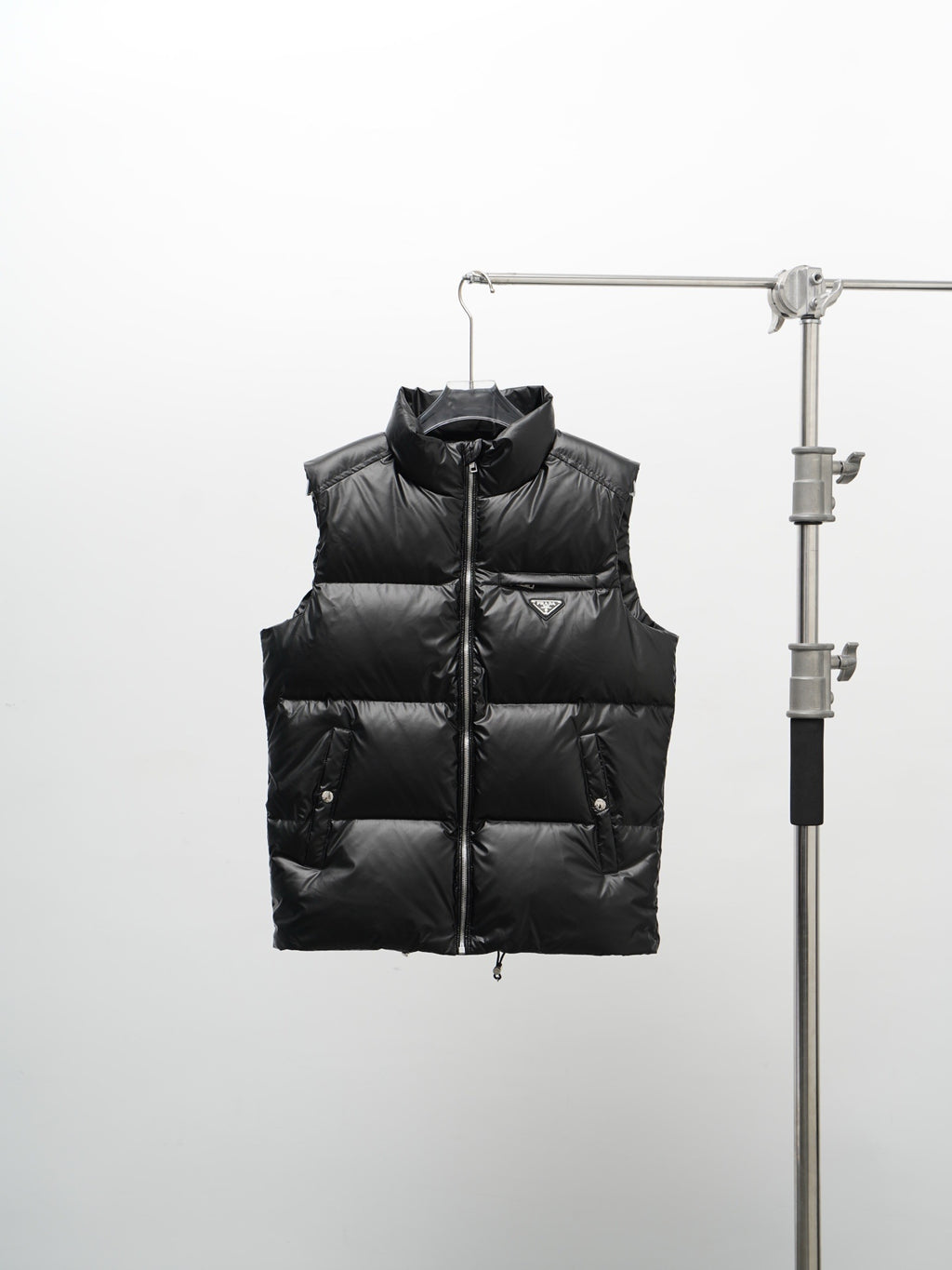 Prada Stand-Collar Quilted Puffer Vest - Black