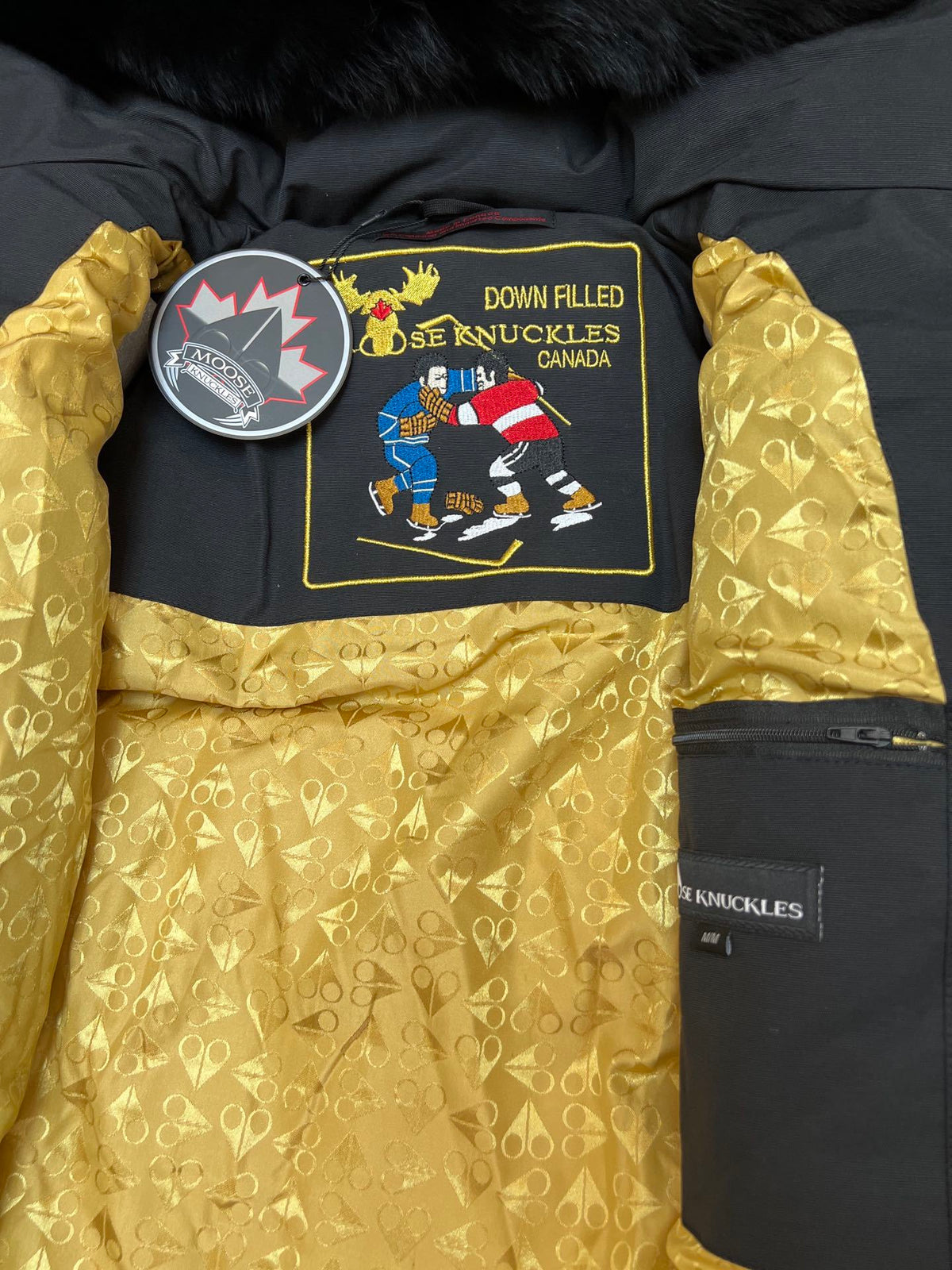 Moose Knuckles Men's Hooded Puffer Jacket with Gold-Tone Hardware