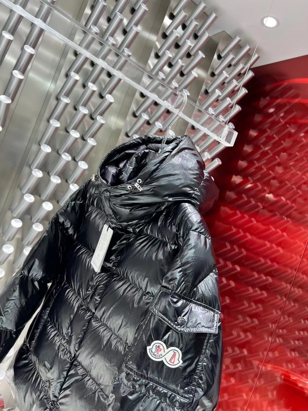Moncler 70th Anniversary Hooded Puffer Jacket with Dual Logo Patch