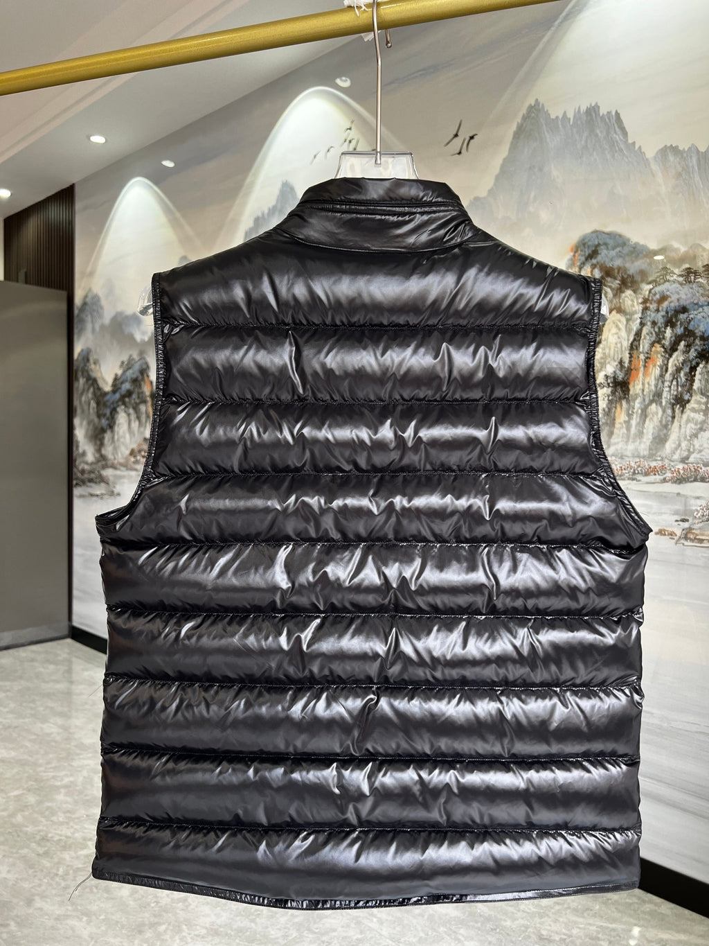 Moncler Glossy Quilted Vest with Angled Zip Pockets